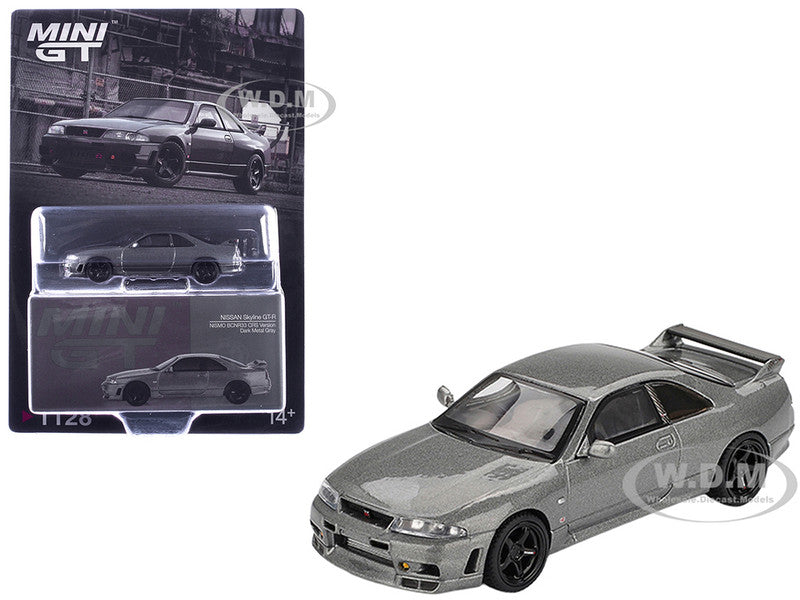 Nissan Skyline GT-R (NISMO BCNR33 CRS Version) RHD (Right Hand Drive) Dark Metal Gray Metallic Limited Edition 1/64 Diecast Model Car by Mini GT