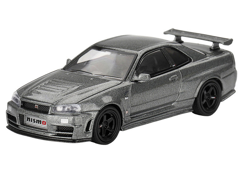 Nissan Skyline GT-R (NISMO BNR34 CRS Version) RHD (Right Hand Drive) Dark Metal Gray Metallic Limited Edition 1/64 Diecast Model Car by Mini GT